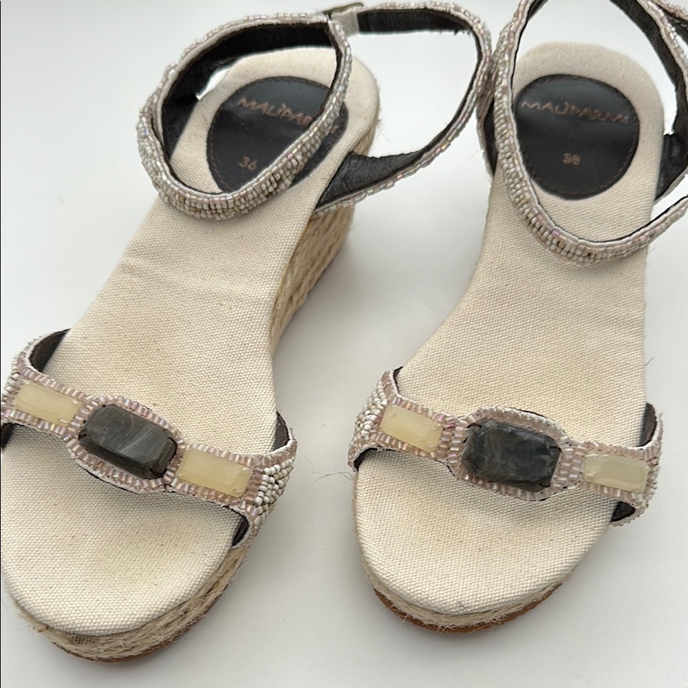 Women's Beige Wedge Sandals